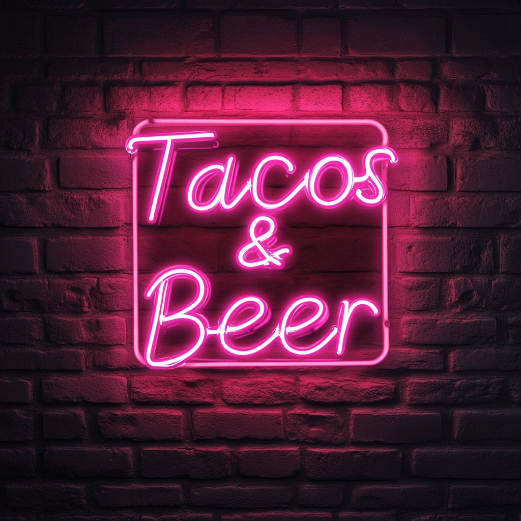 Tacos & Beer - Pink Neon Sign, 18 Inches