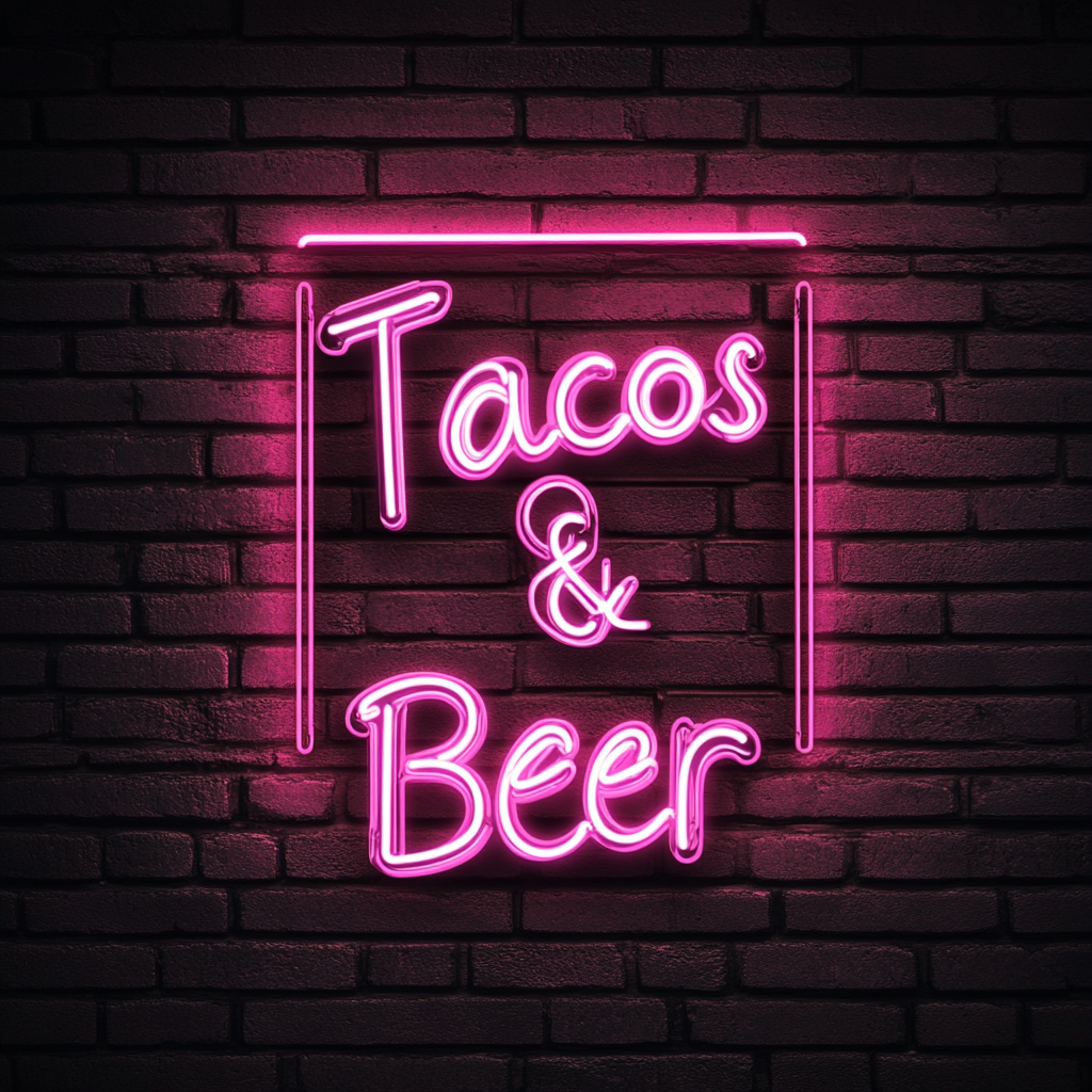 Tacos & Beer - Pink Neon Sign, 18 Inches