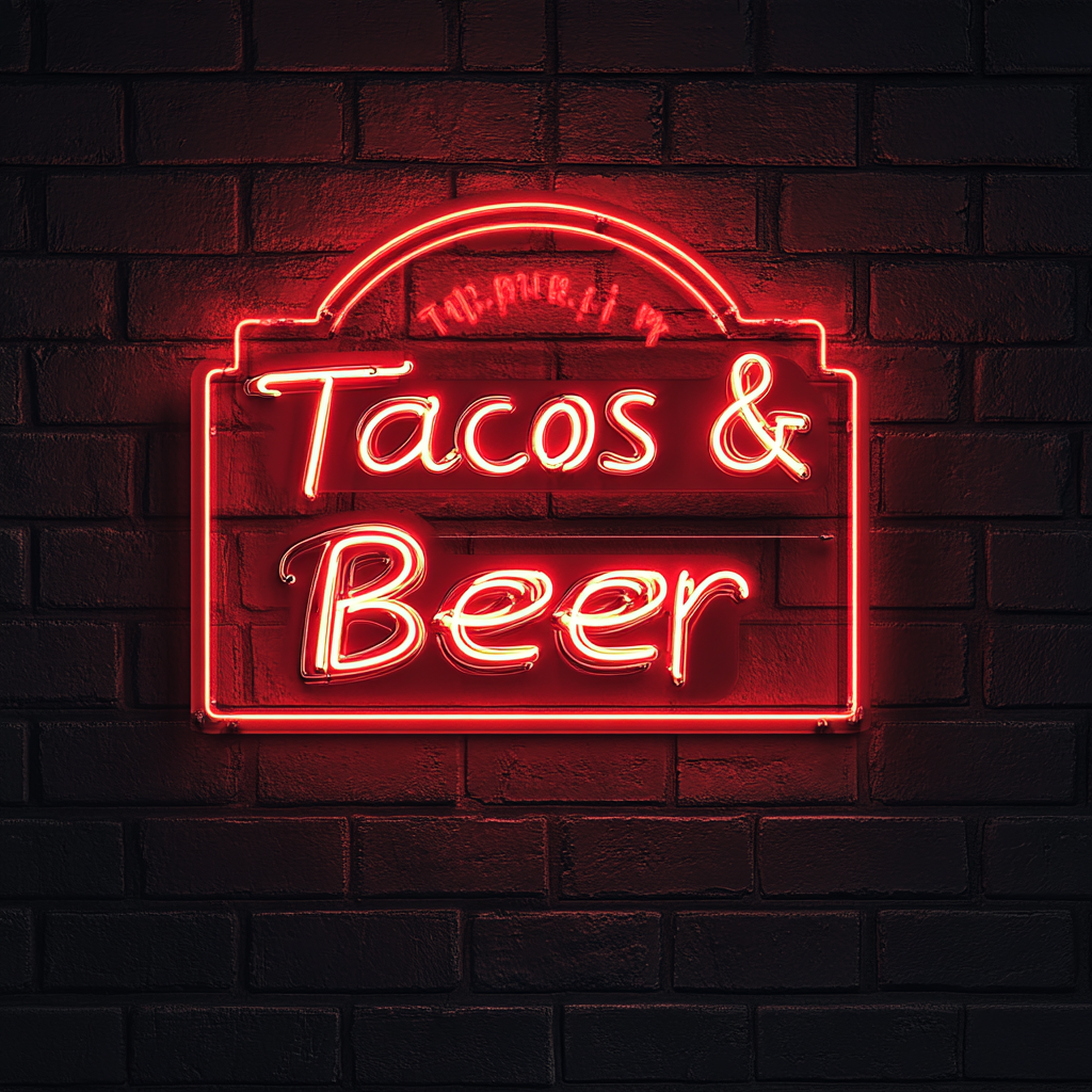 Tacos & Beer - Red Neon Sign, 24 Inches