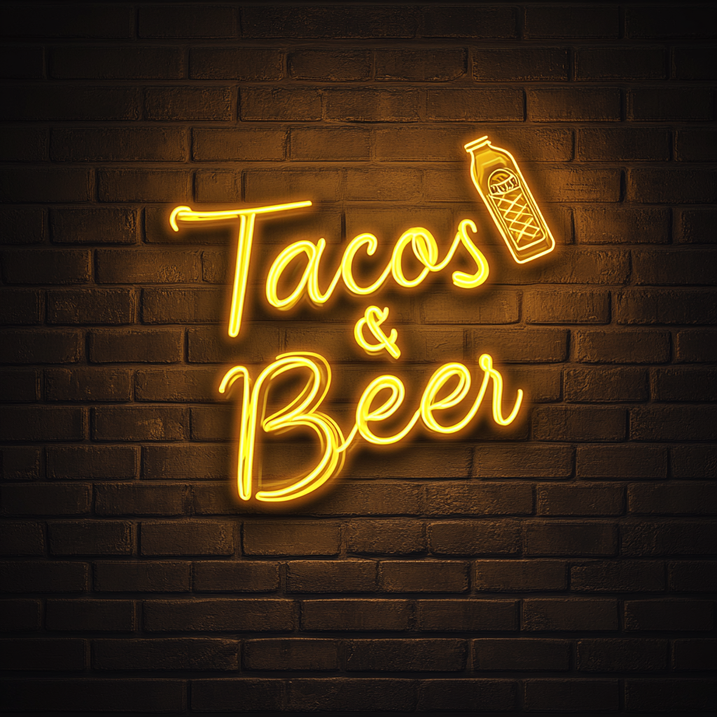 Tacos & Beer - Yellow Neon Sign, 24 Inches