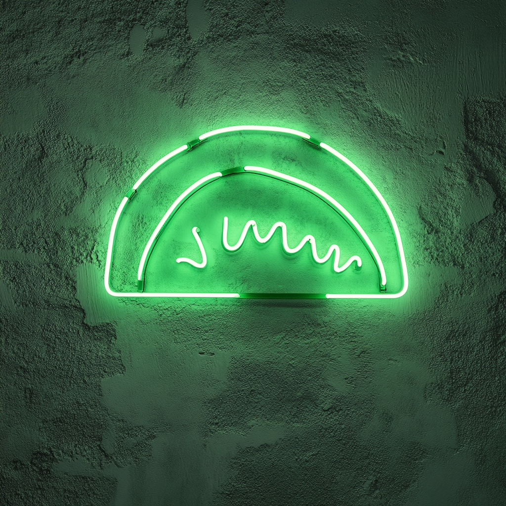 Taco with Cheese - Green Neon Sign, 18 Inches