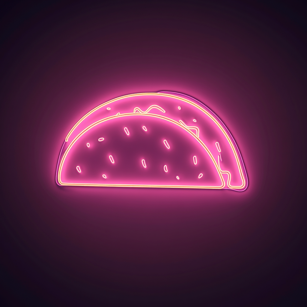 Taco with Cheese - Pink Neon Sign, 24 Inches
