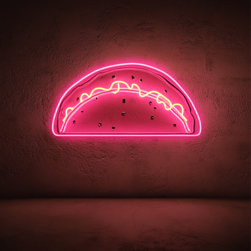 Taco with Cheese - Pink Neon Sign, 24 Inches