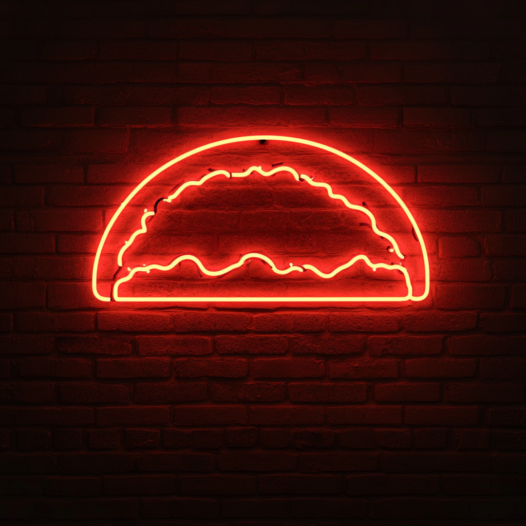 Taco with Cheese - Red Neon Sign, 18 Inches