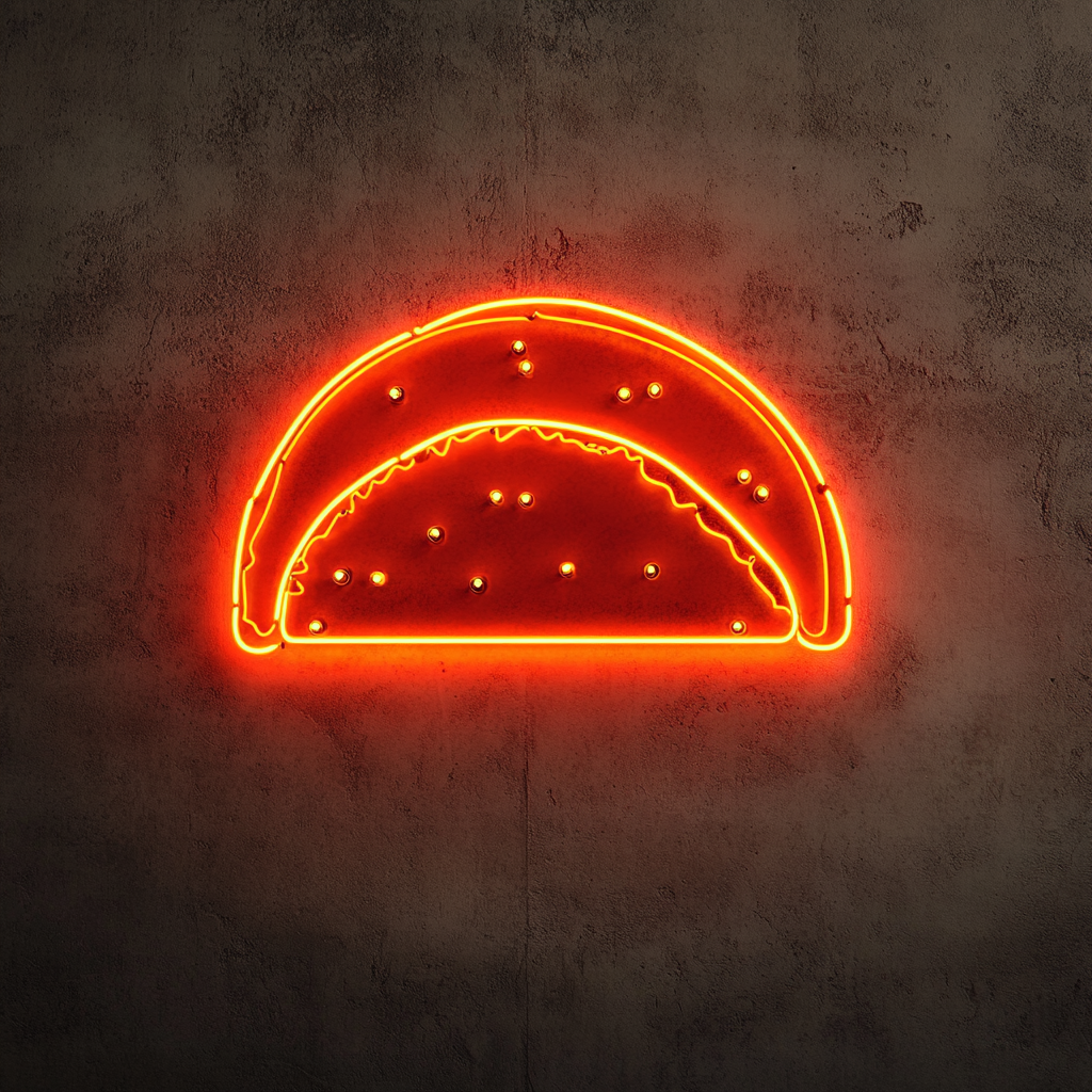 Taco with Cheese - Red Neon Sign, 18 Inches