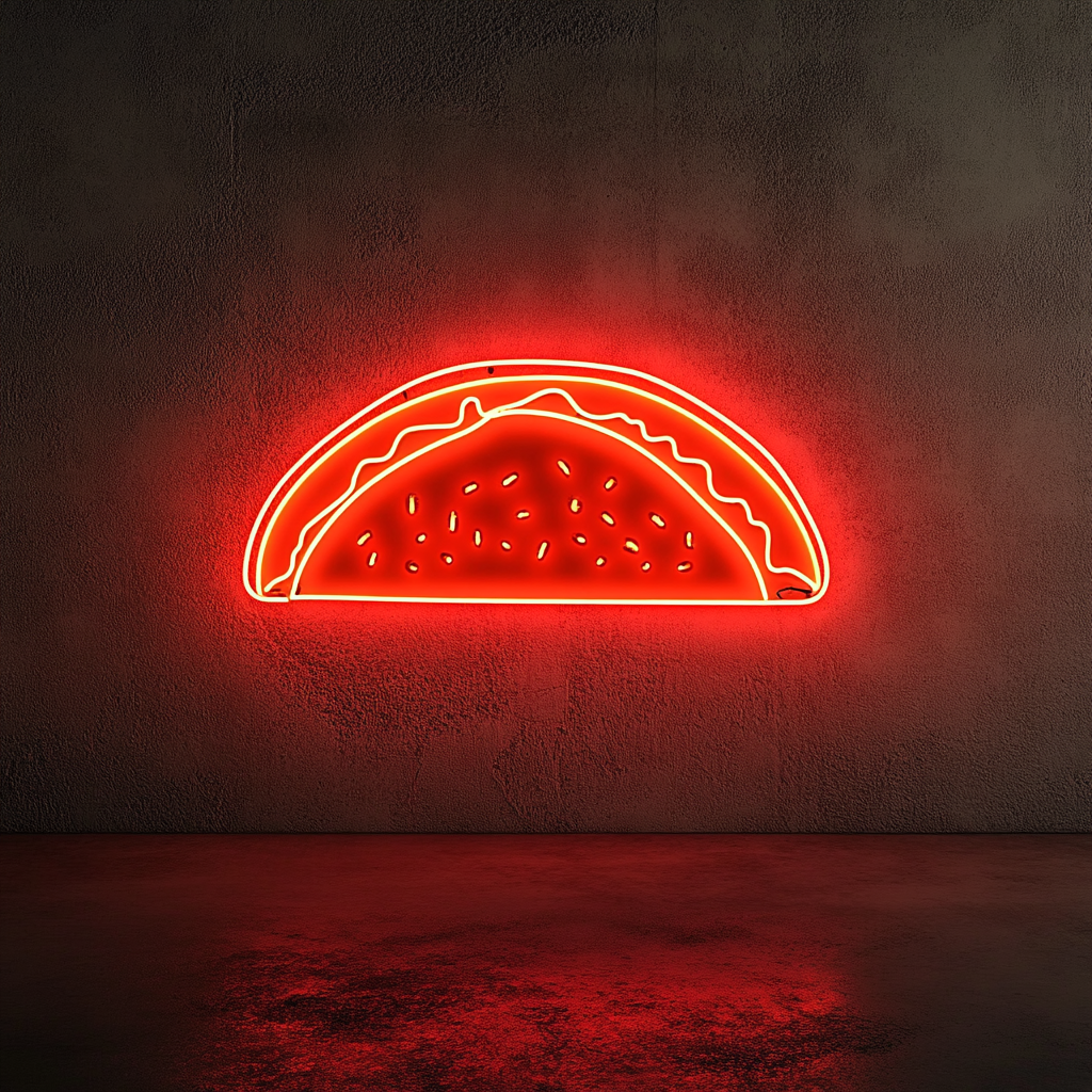 Taco with Cheese - Red Neon Sign, 18 Inches