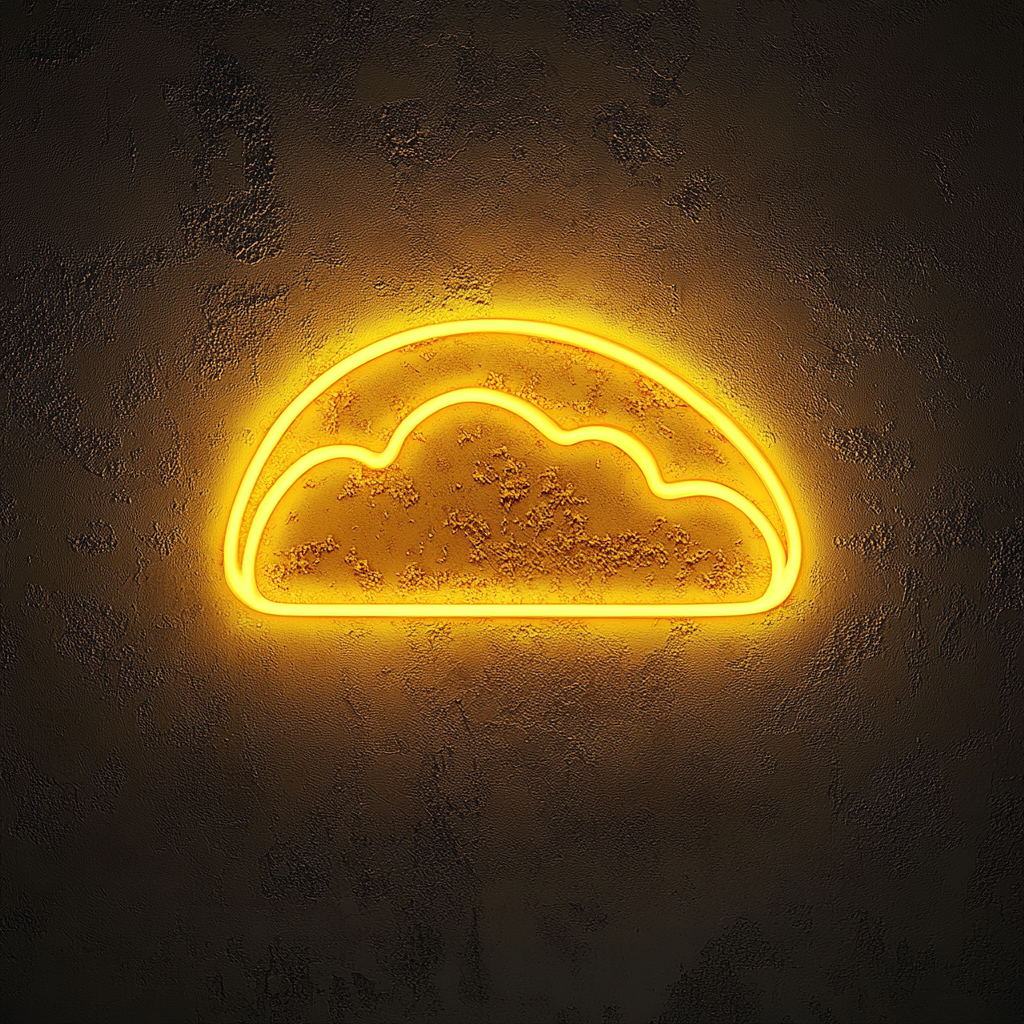 Taco with Cheese - Yellow Neon Sign, 18 Inches