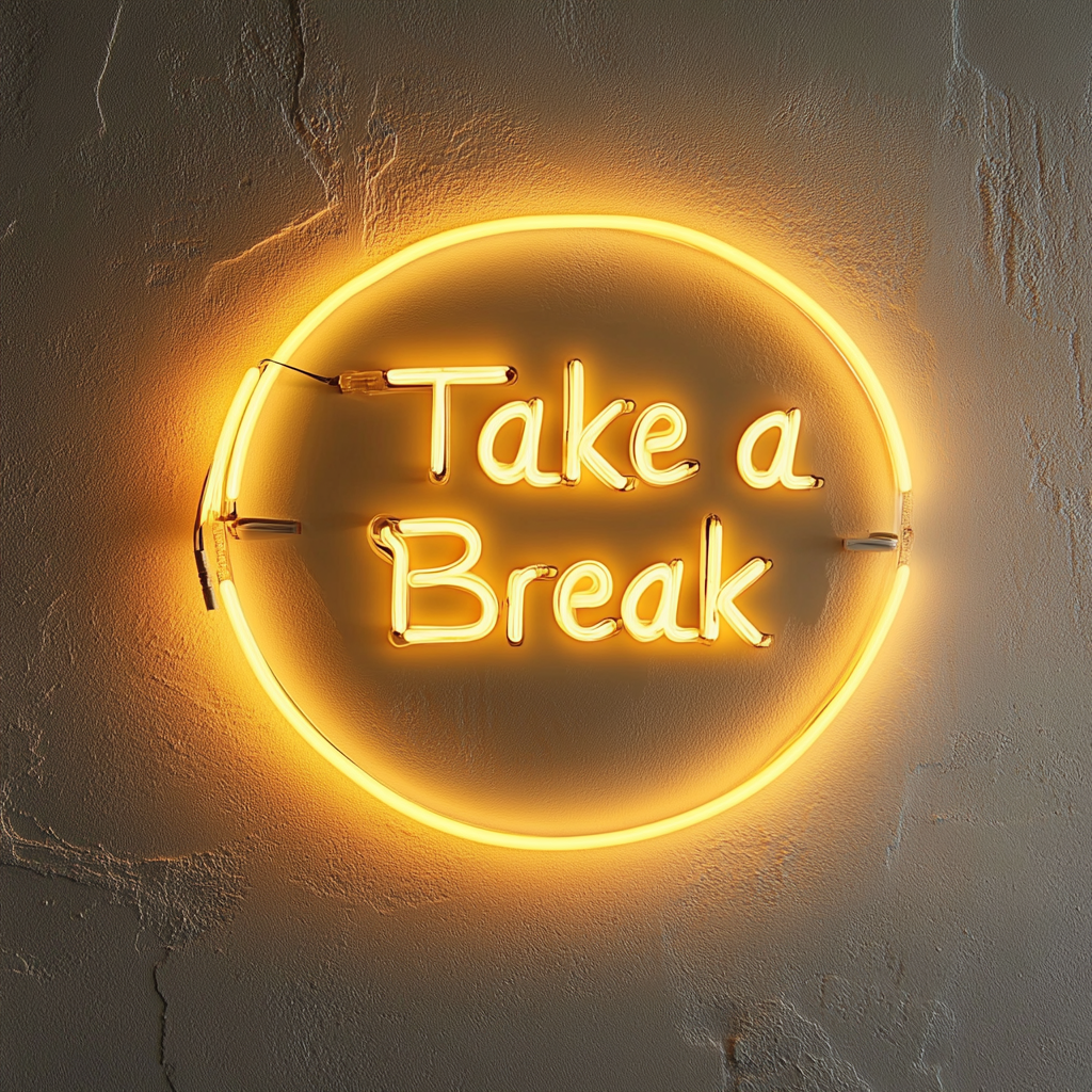 "Take a Break" - Yellow Neon Sign, 24 Inches