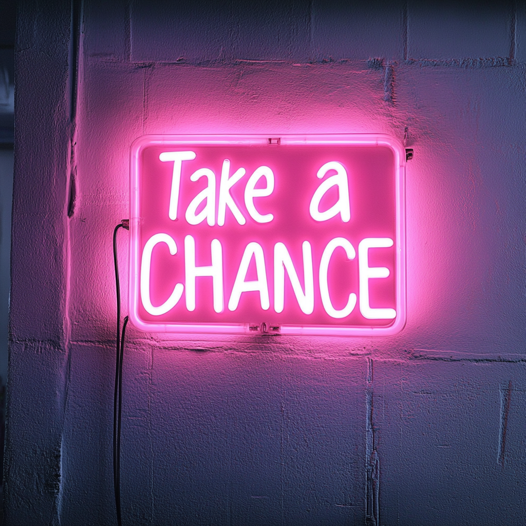 "Take a Chance" - Pink Neon Sign, 24 Inches