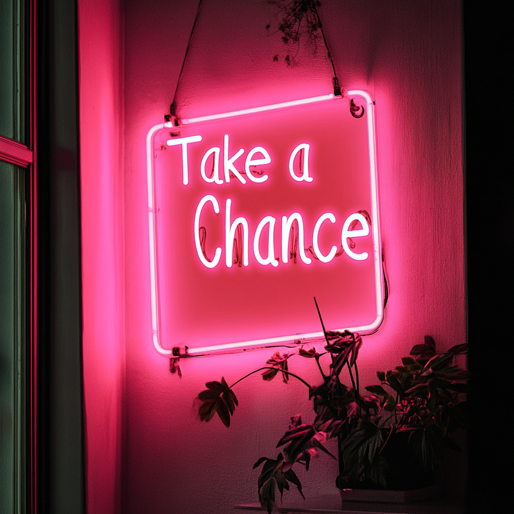 "Take a Chance" - Pink Neon Sign, 24 Inches