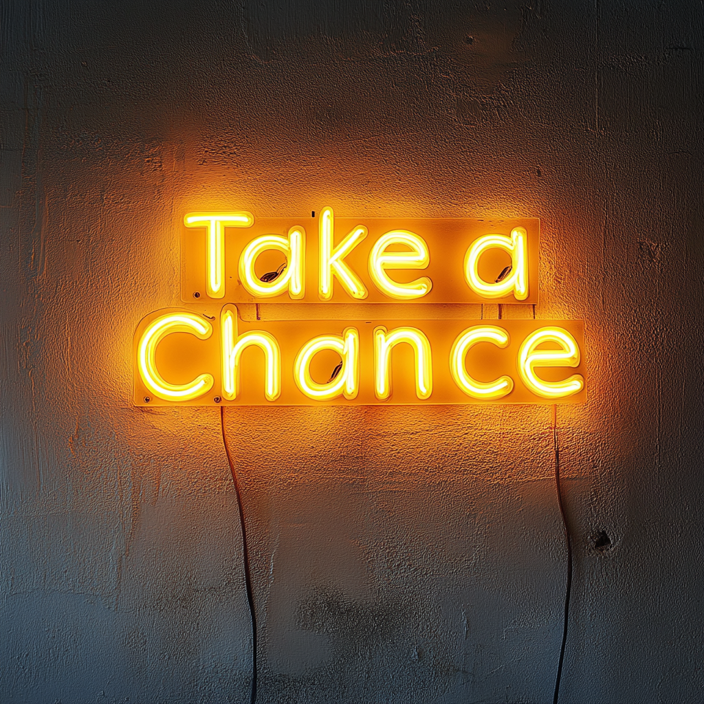 "Take a Chance" - Yellow Neon Sign, 24 Inches