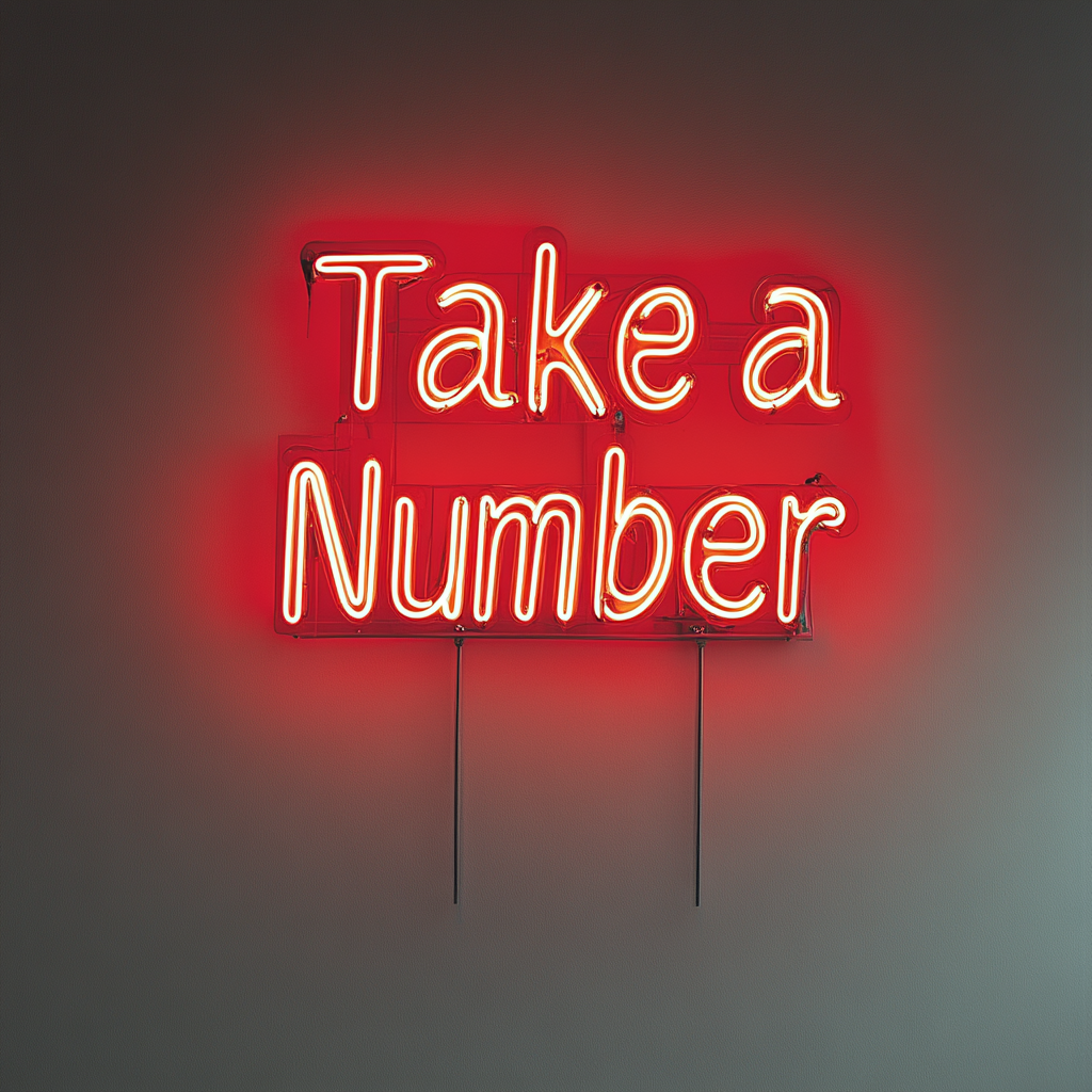 Take a Number - Red Neon Sign, 24 Inches