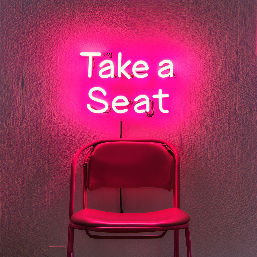 "Take a Seat" - Pink Neon Sign, 24 Inches
