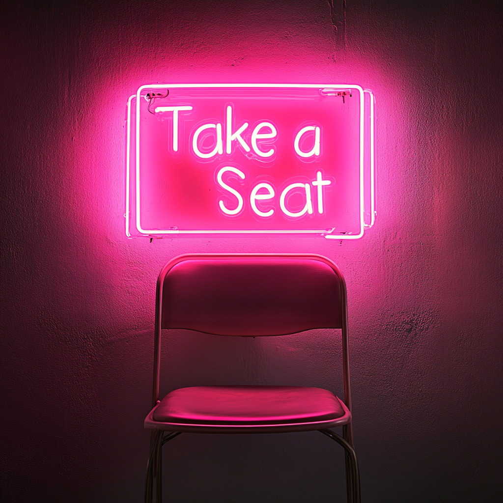 "Take a Seat" - Pink Neon Sign, 24 Inches