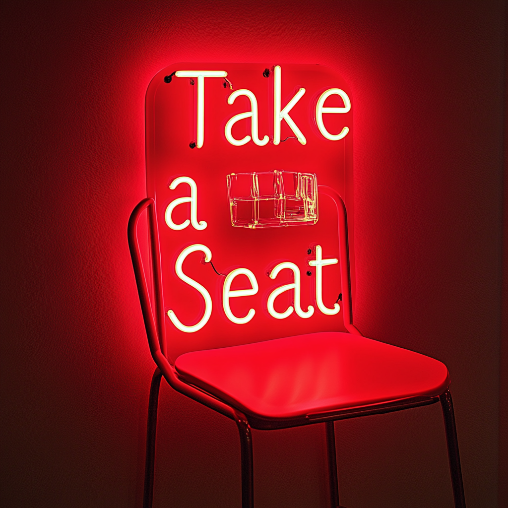 "Take a Seat" - Red Neon Sign, 24 Inches