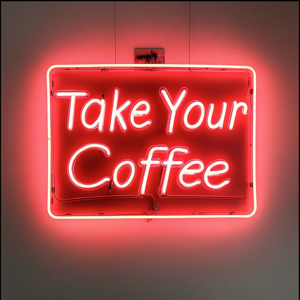 "Take Your Coffee" - Red Neon Sign, 24 Inches