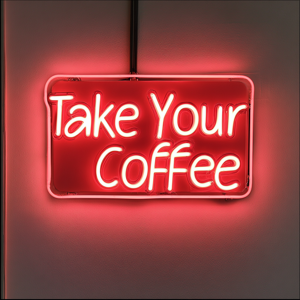"Take Your Coffee" - Red Neon Sign, 24 Inches