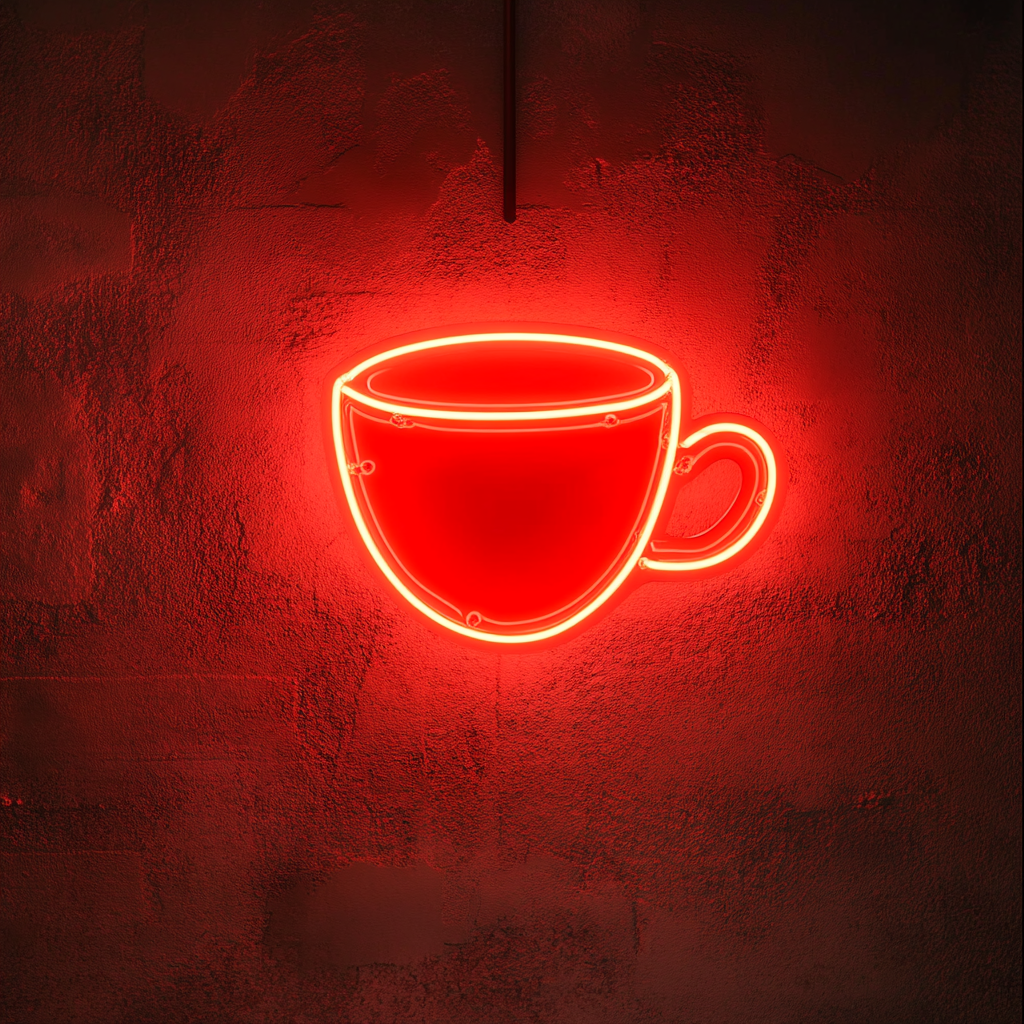 Tea Cup - Red Neon Sign, 18 Inches