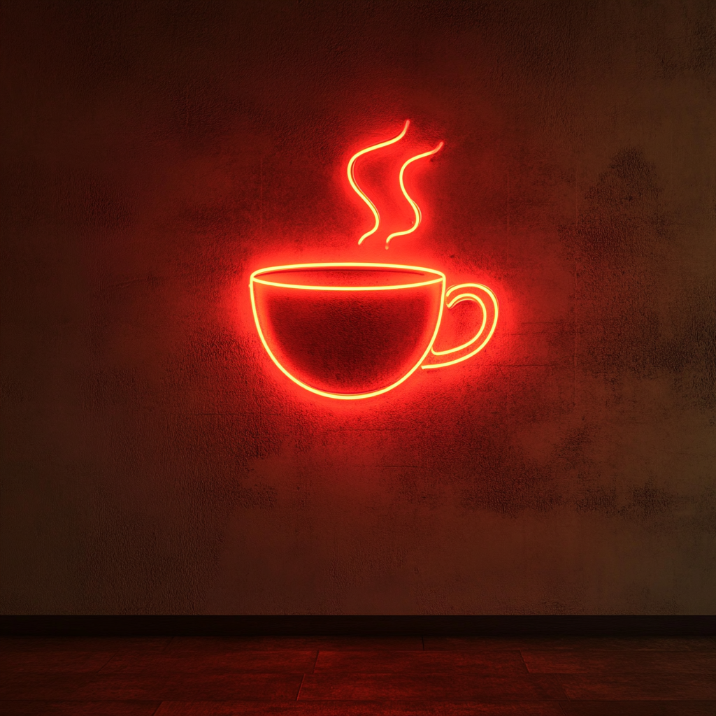 Tea Cup - Red Neon Sign, 18 Inches