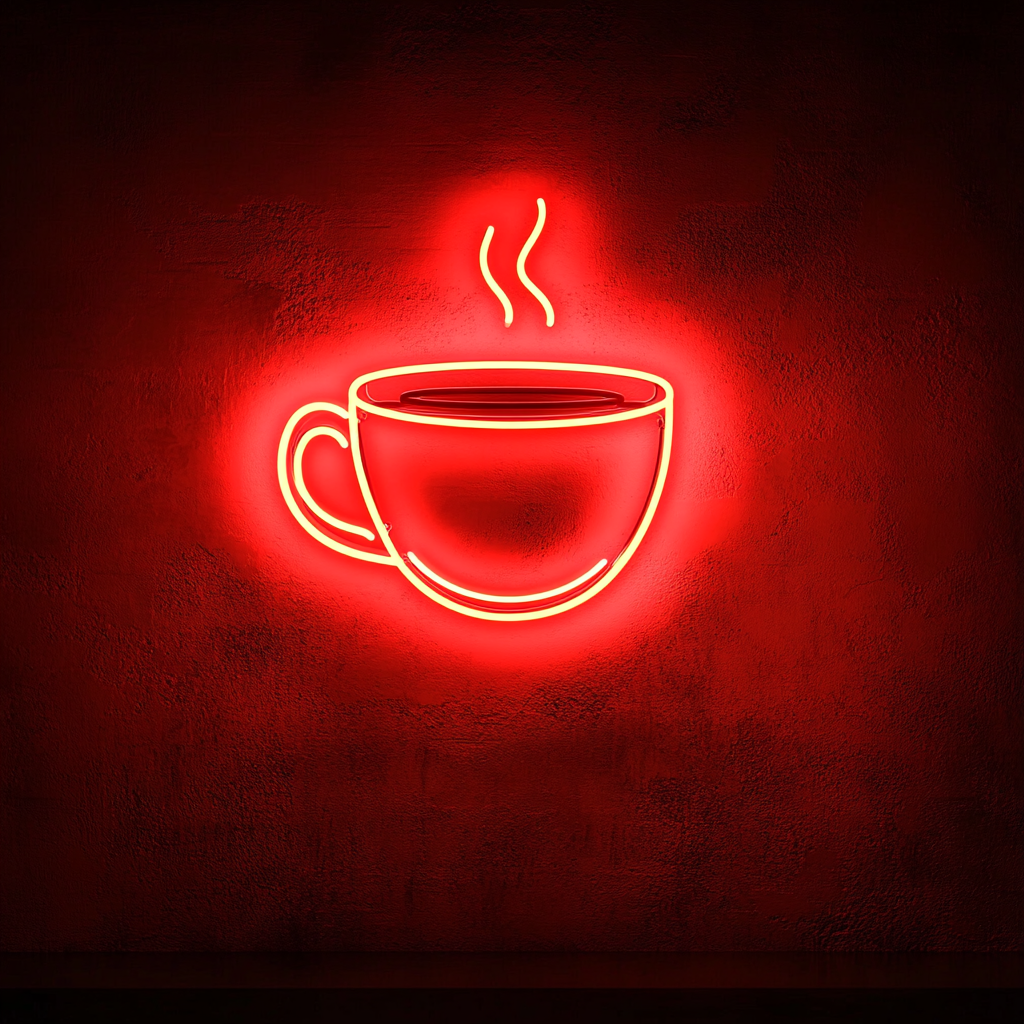 Tea Cup - Red Neon Sign, 24 Inches