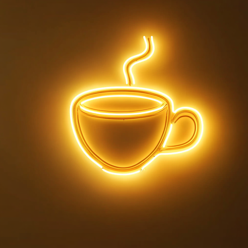Tea Cup - Yellow Neon Sign, 18 Inches