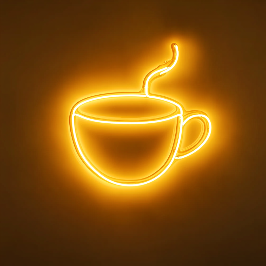 Tea Cup - Yellow Neon Sign, 24 Inches