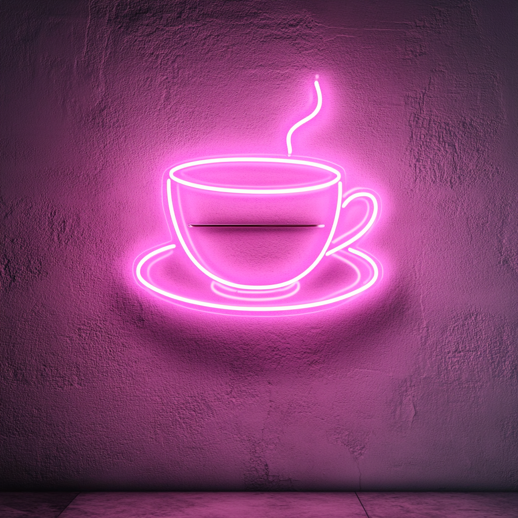 Teacup with Saucer - Pink Neon Sign, 24 Inches