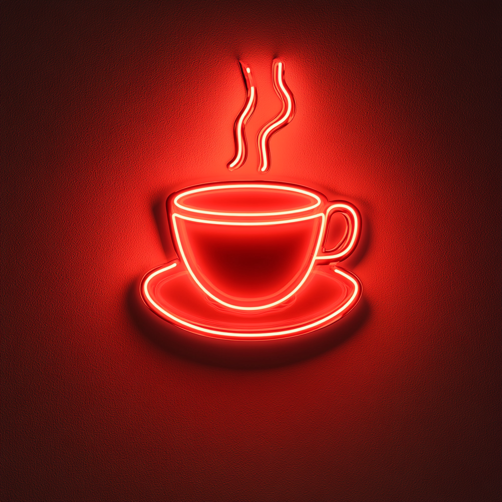 Teacup with Saucer - Red Neon Sign, 24 Inches