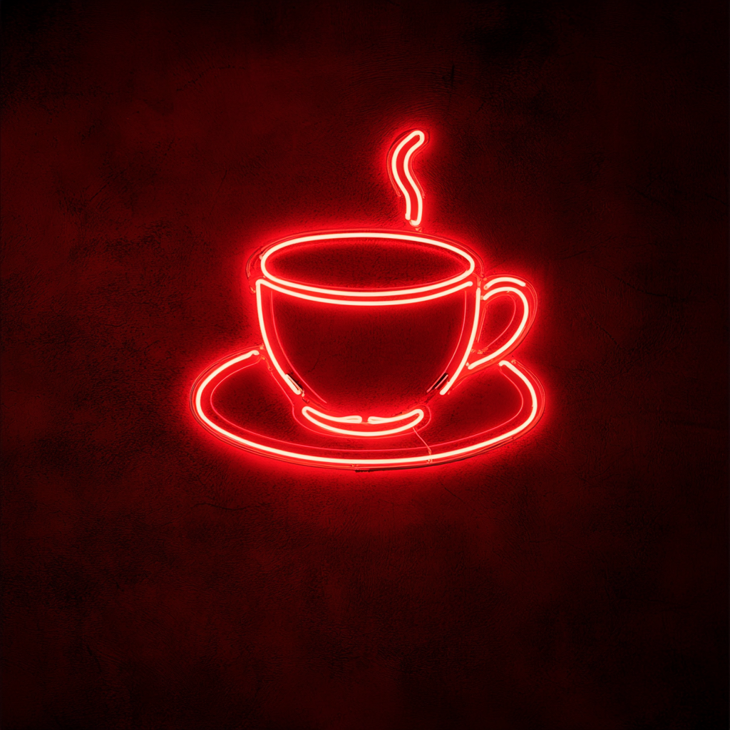 Teacup with Saucer - Red Neon Sign, 18 Inches