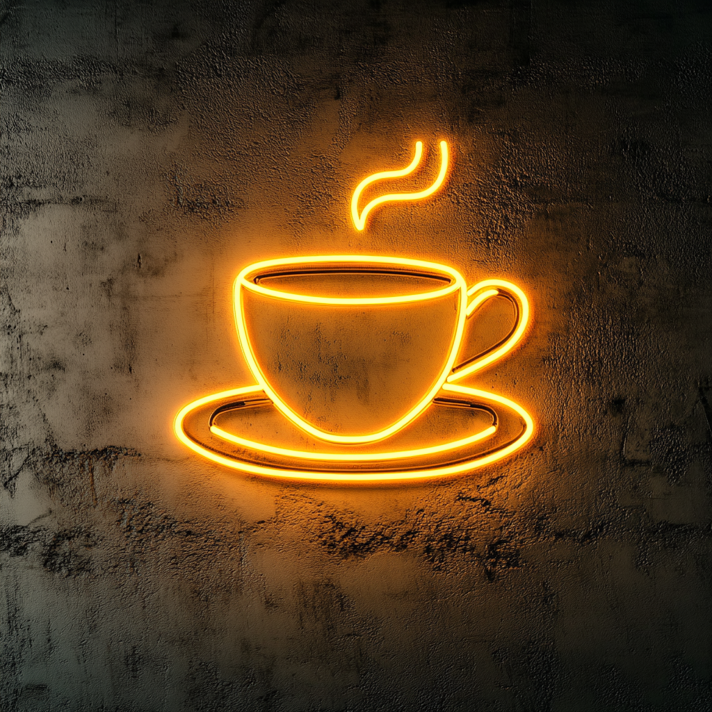 Teacup with Saucer - Yellow Neon Sign, 18 Inches