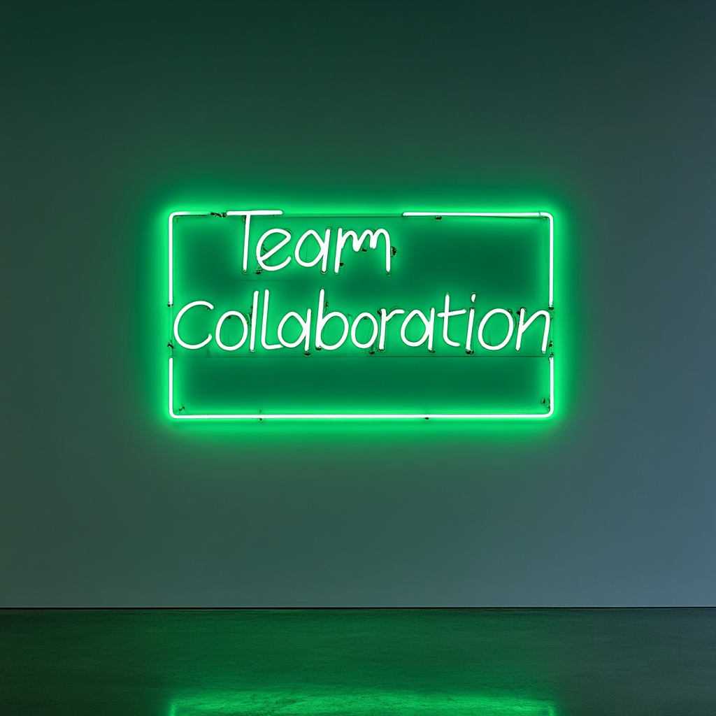 "Team Collaboration" - Green Neon Sign, 24 Inches