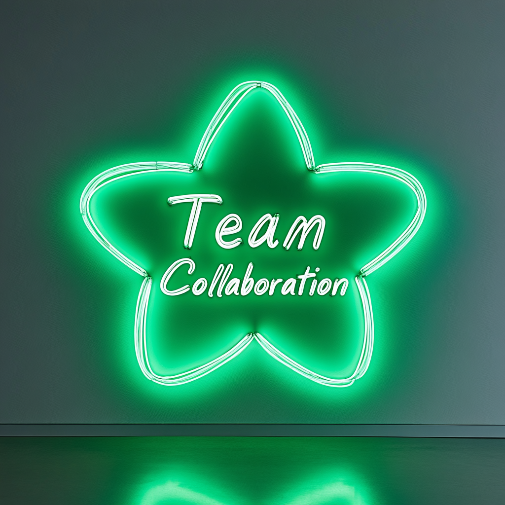 "Team Collaboration" - Green Neon Sign, 24 Inches