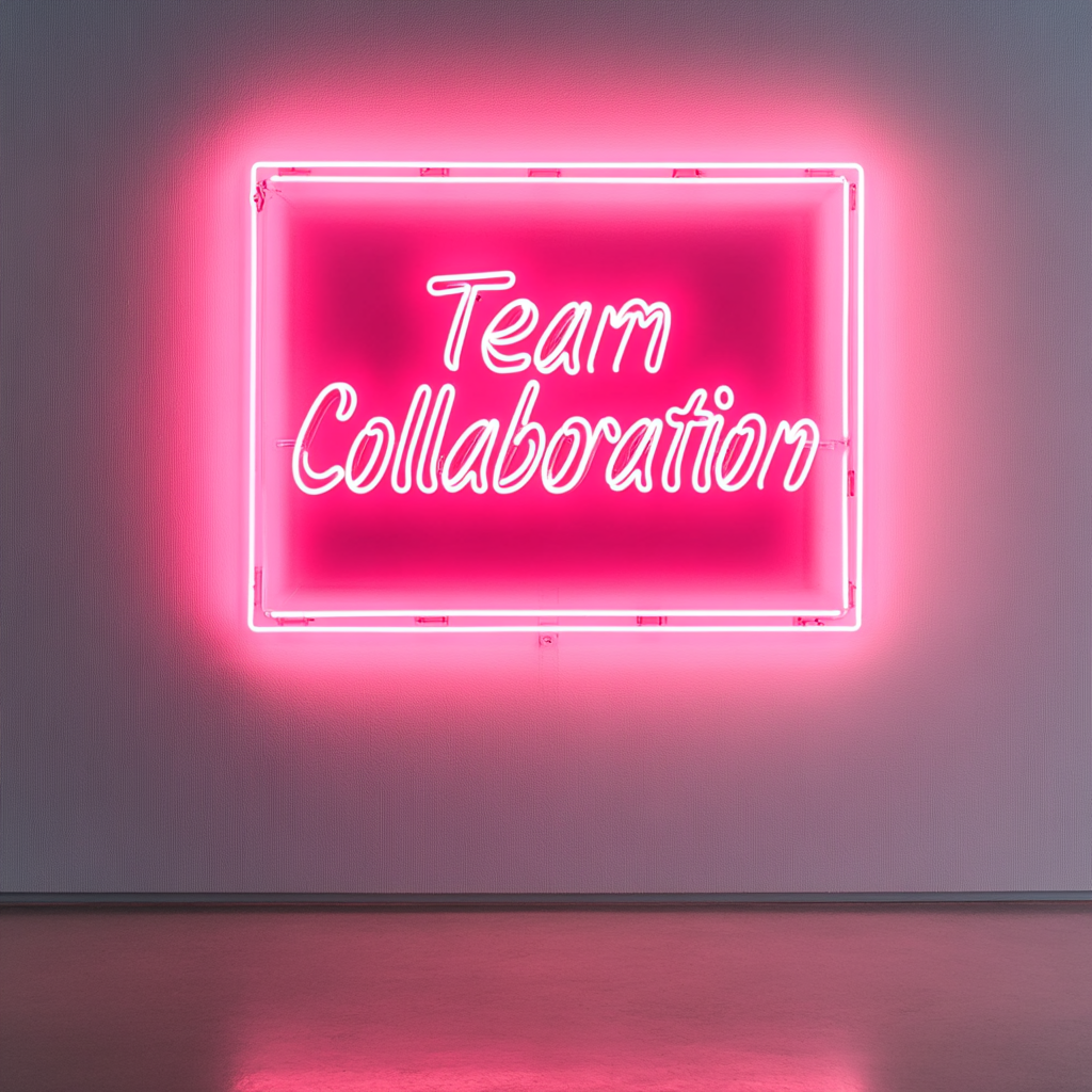 "Team Collaboration" - Pink Neon Sign, 24 Inches