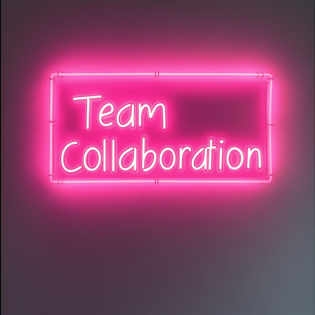 "Team Collaboration" - Pink Neon Sign, 24 Inches