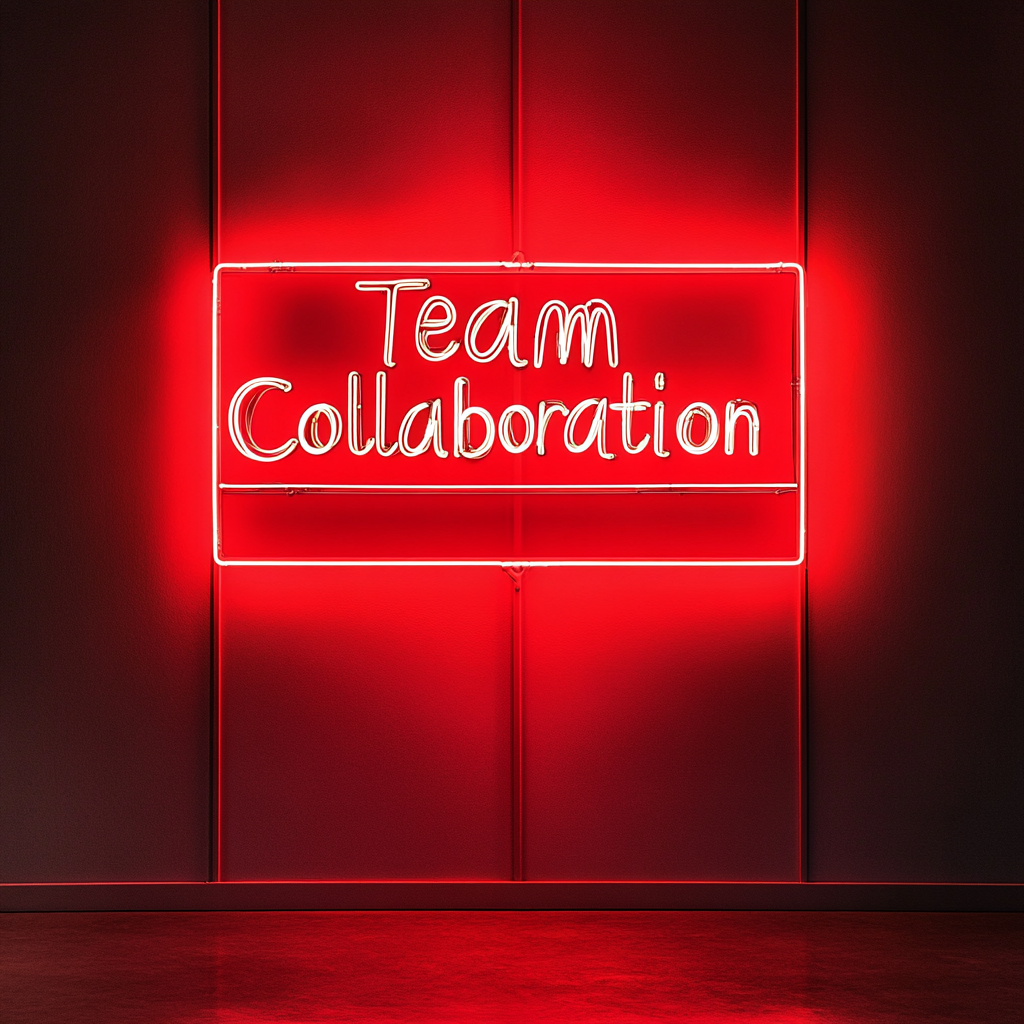 "Team Collaboration" - Red Neon Sign, 24 Inches