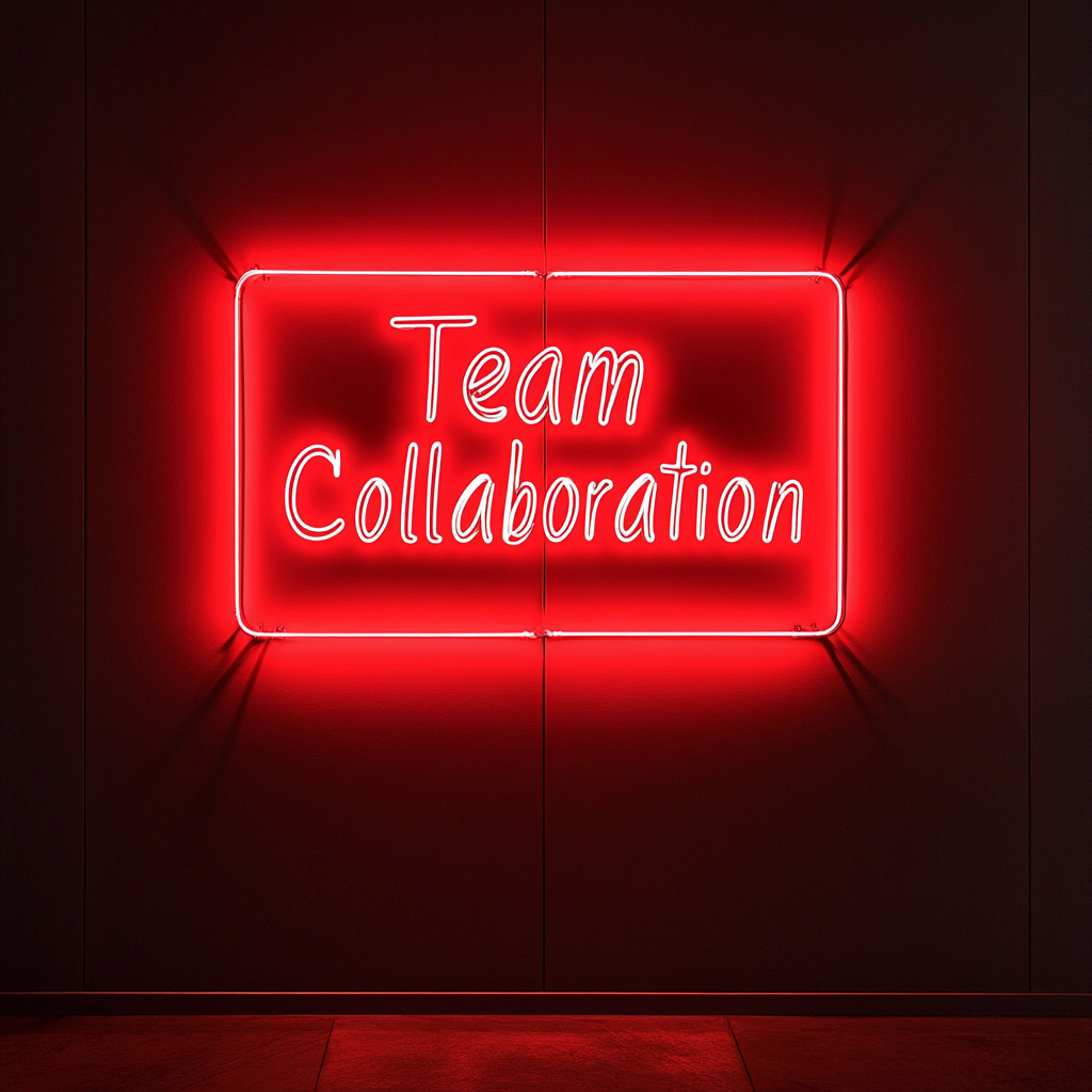 "Team Collaboration" - Red Neon Sign, 24 Inches