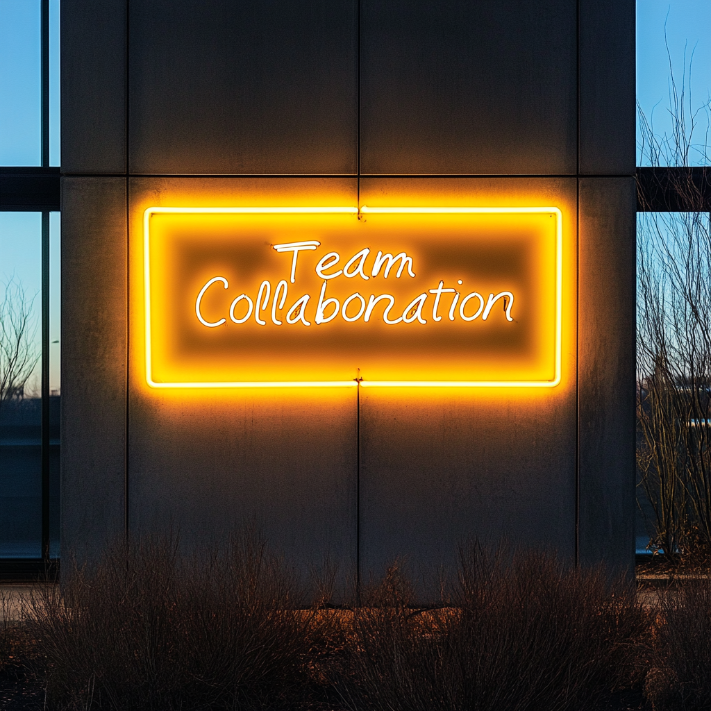 "Team Collaboration" - Yellow Neon Sign, 24 Inches