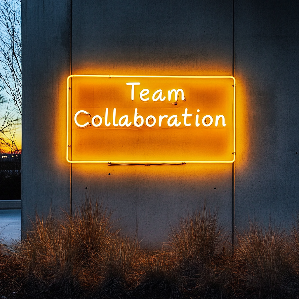 "Team Collaboration" - Yellow Neon Sign, 24 Inches