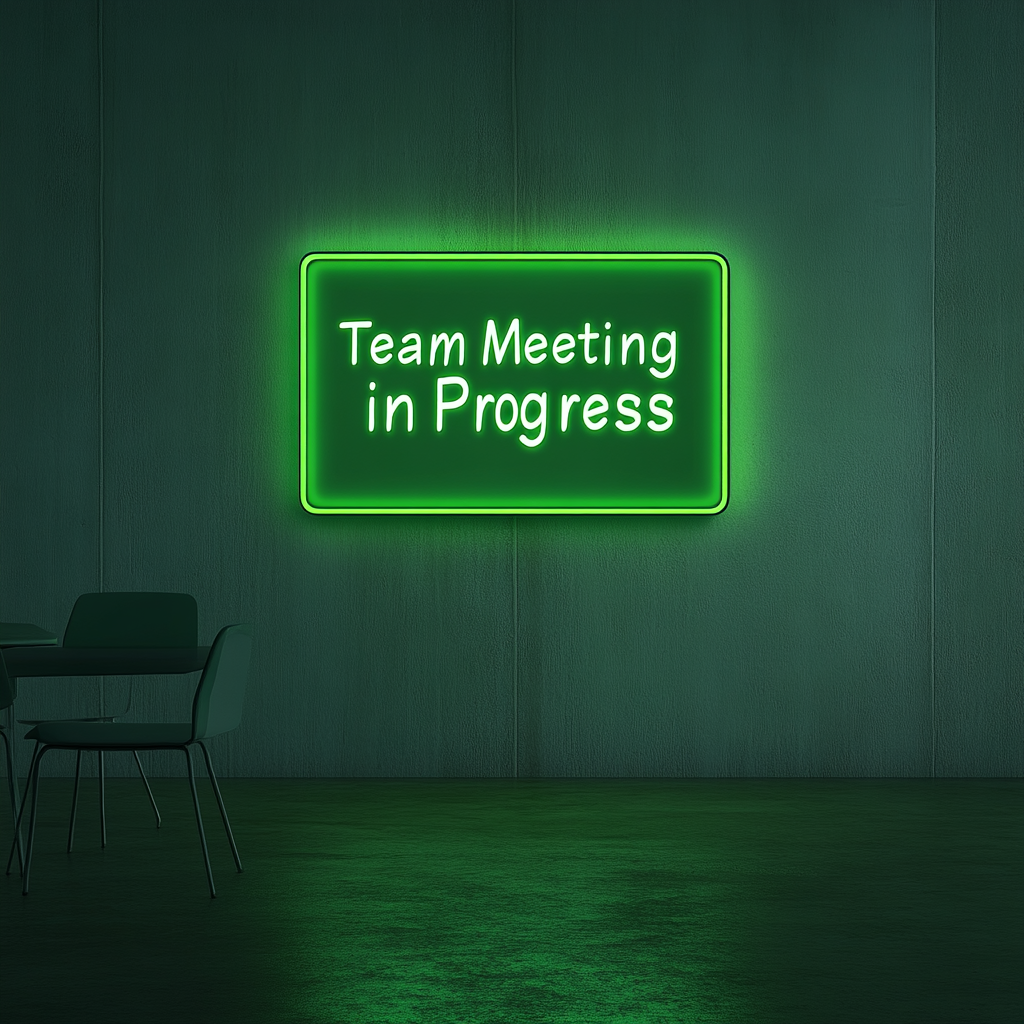"Team Meeting in Progress" - Green Neon Sign, 18 Inches