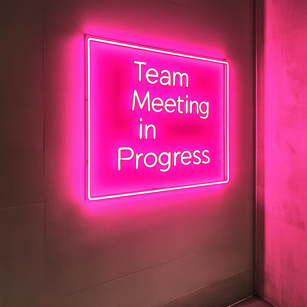 "Team Meeting in Progress" - Pink Neon Sign, 18 Inches