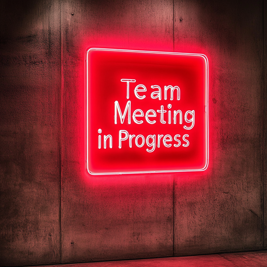 "Team Meeting in Progress" - Red Neon Sign, 18 Inches