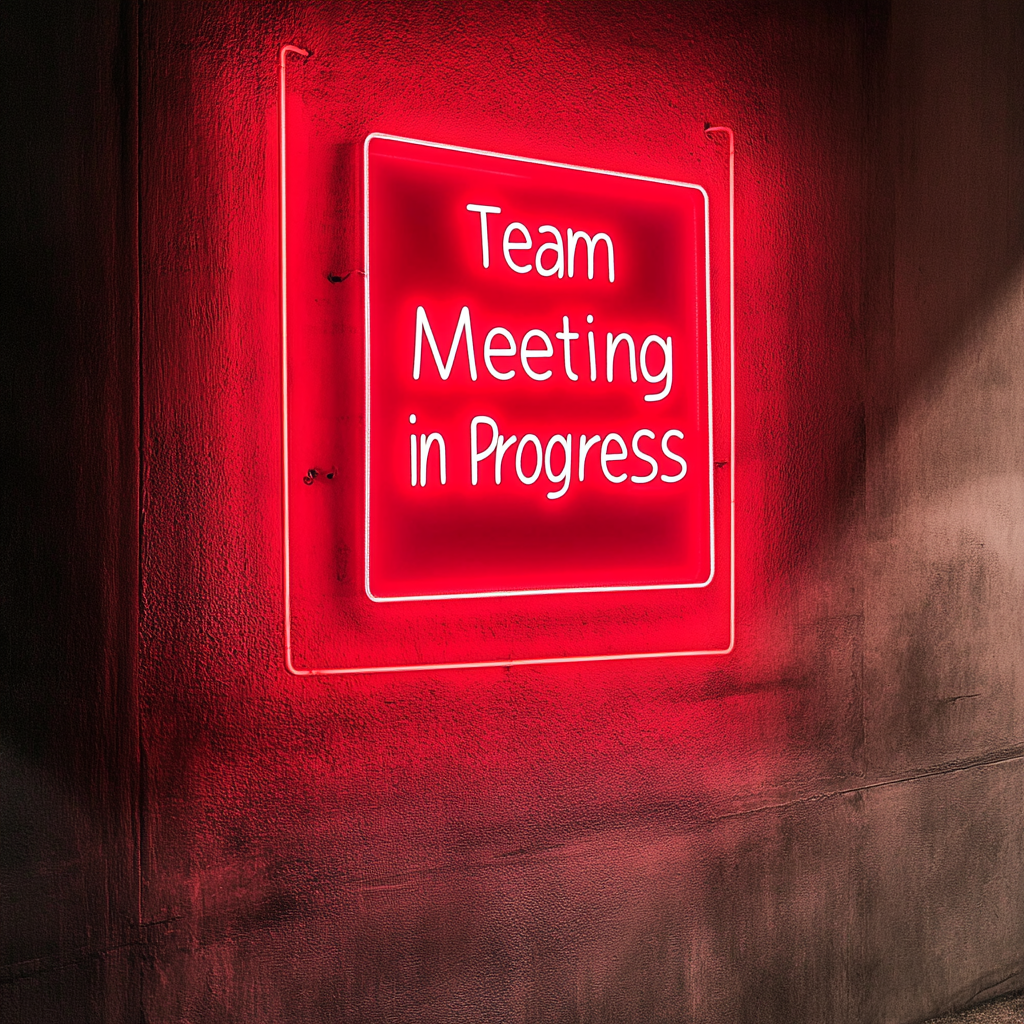 "Team Meeting in Progress" - Red Neon Sign, 18 Inches