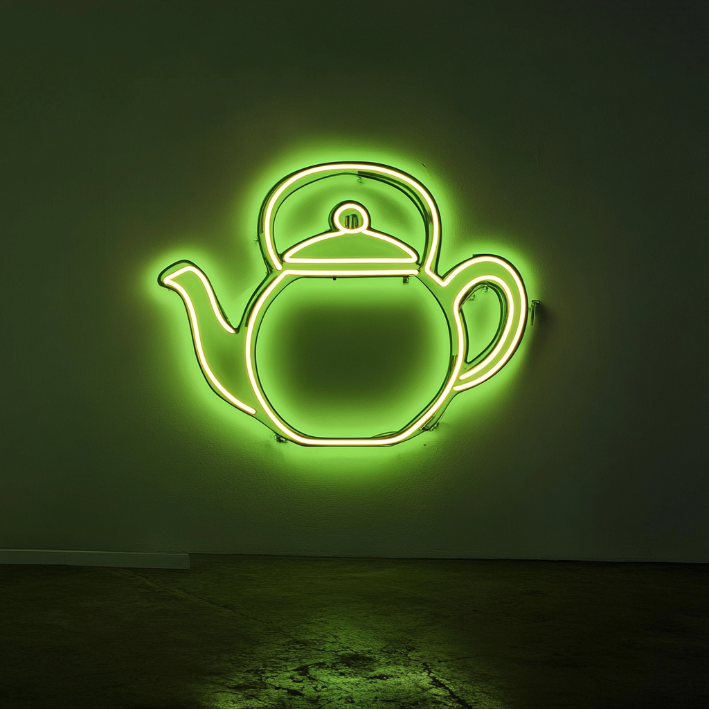 Tea Pot - Green Neon Sign, 18 Inches