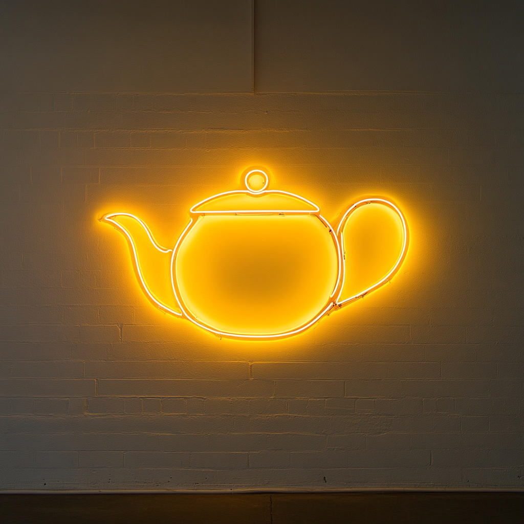 Tea Pot - Yellow Neon Sign, 18 Inches