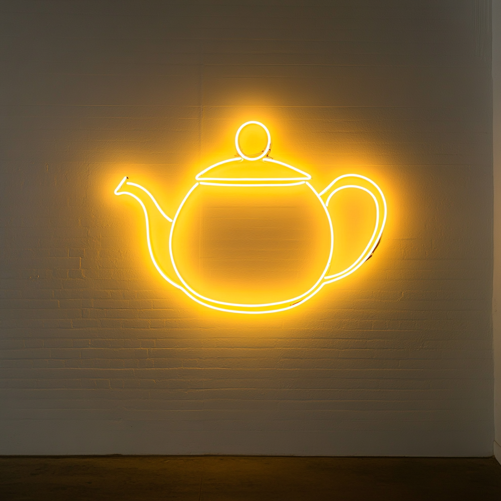 Tea Pot - Yellow Neon Sign, 24 Inches