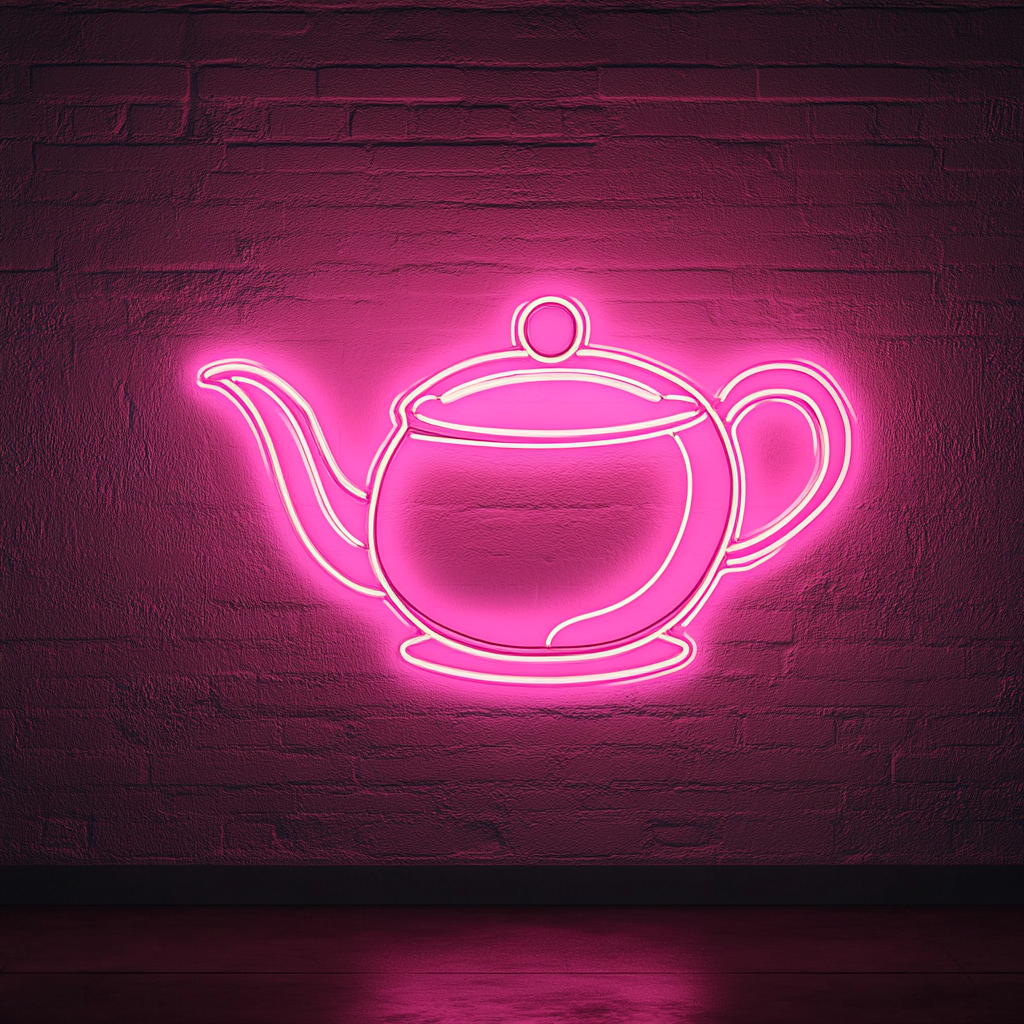 Teapot with Tea Cup - Pink Neon Sign, 18 Inches