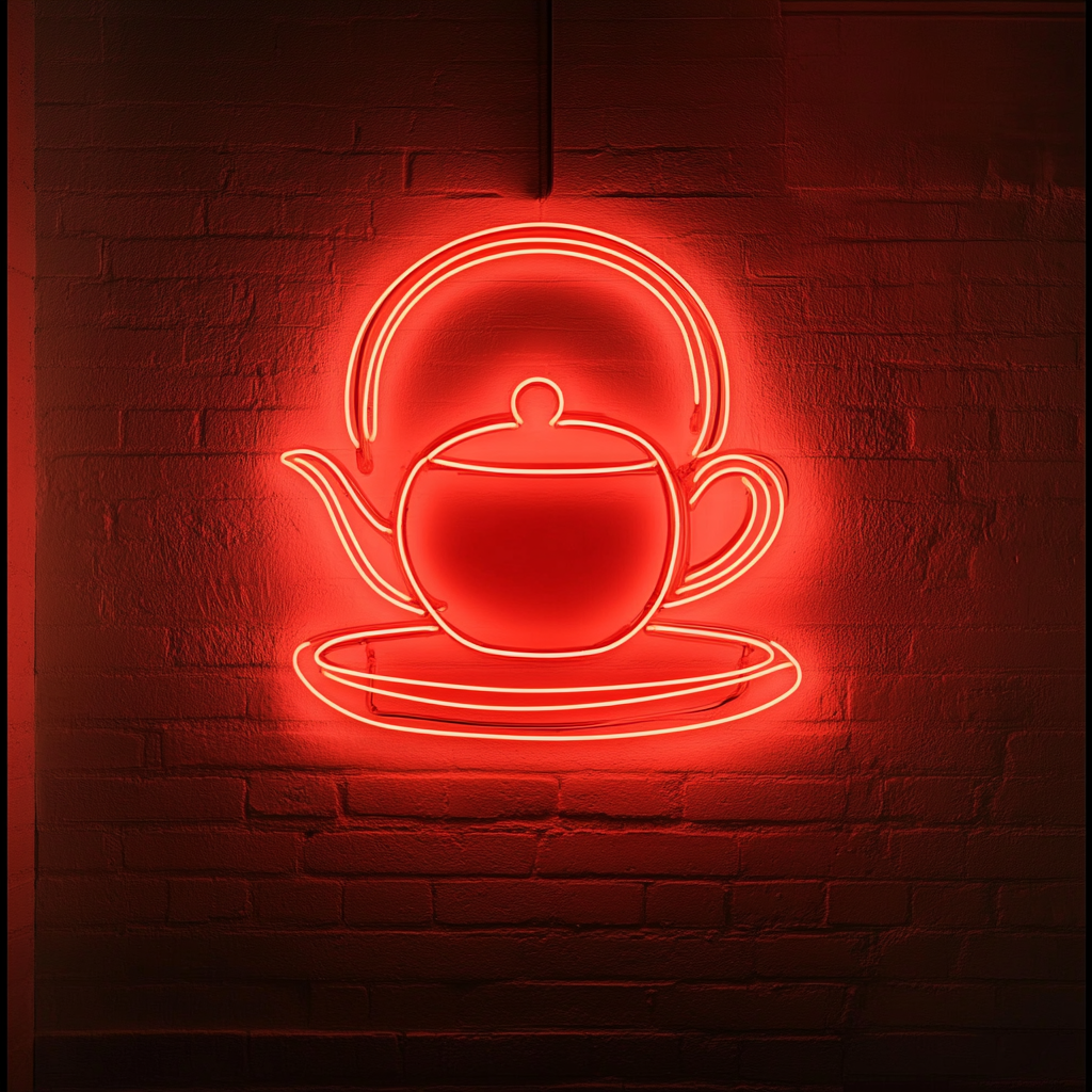 Teapot with Tea Cup - Red Neon Sign, 24 Inches