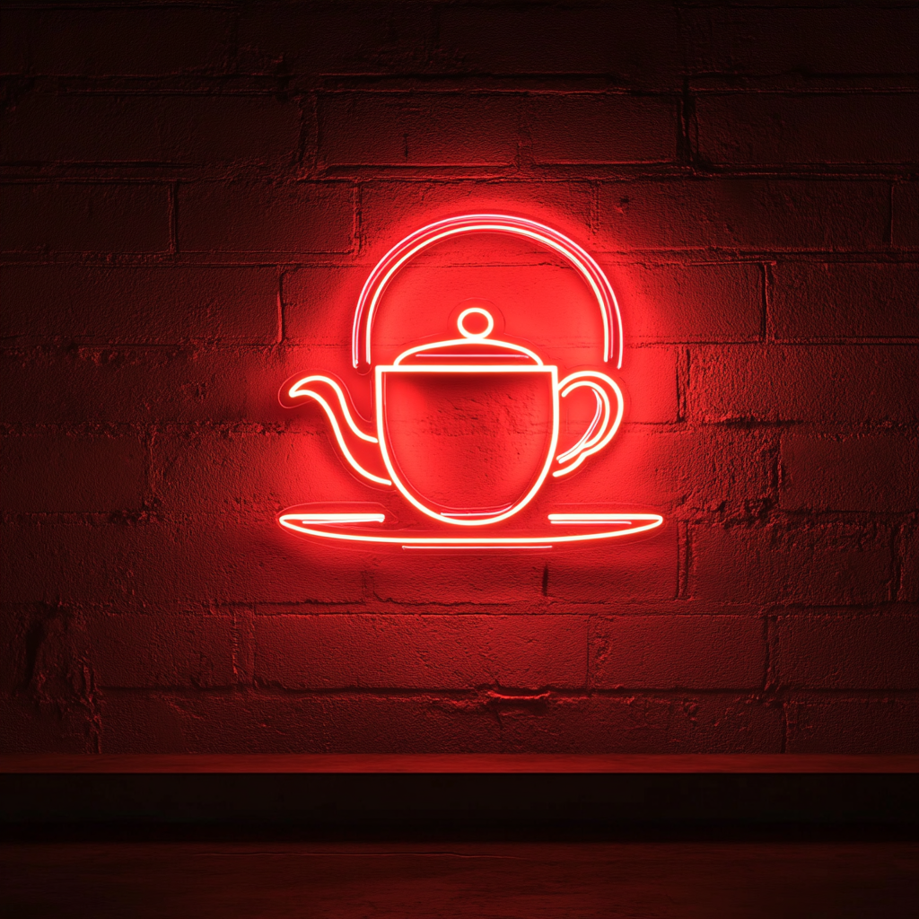 Teapot with Tea Cup - Red Neon Sign, 18 Inches