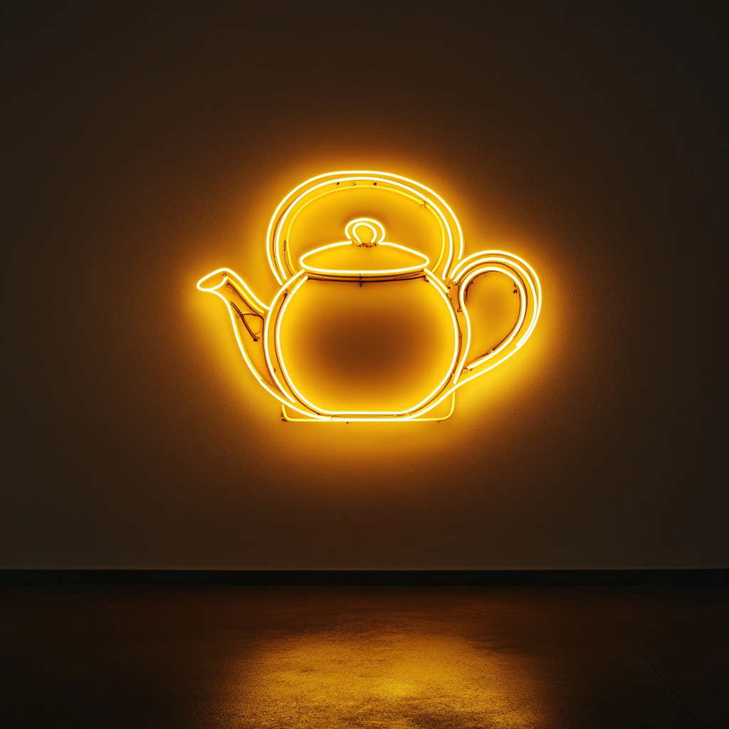 Teapot with Tea Cup - Yellow Neon Sign, 18 Inches