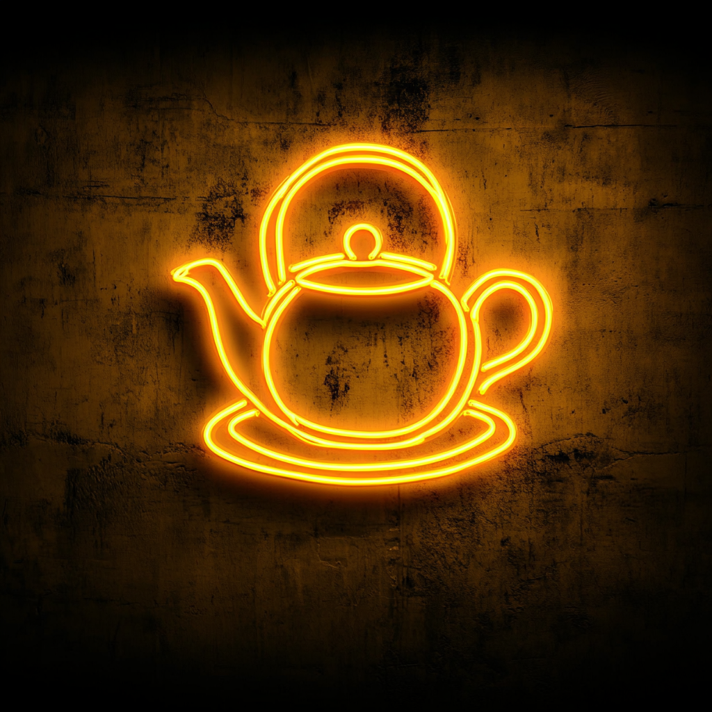 Teapot with Tea Cup - Yellow Neon Sign, 24 Inches